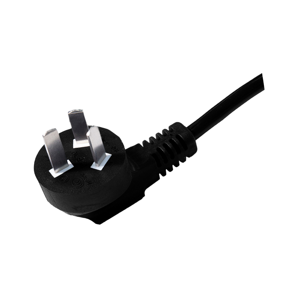 PSB-10 China three-core single-phase two-pole grounded non-removable 90-degree curved plug CCC certified power cord