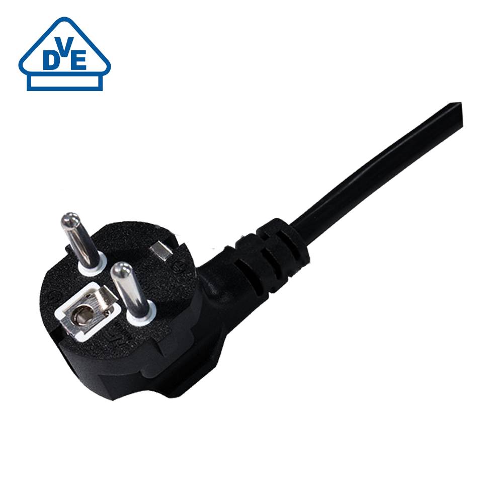 JF-03 European three-core pipe plug into 90 degree bend VDE certified power cord details