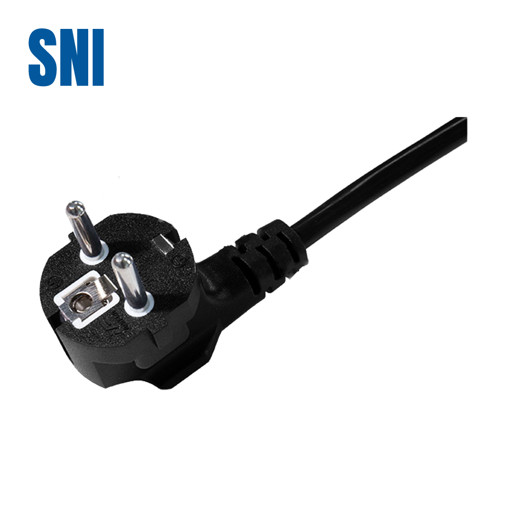 JF-03 Indonesia three-core pipe plug into 90 degree bend into Indonesia SNI certified power cord details